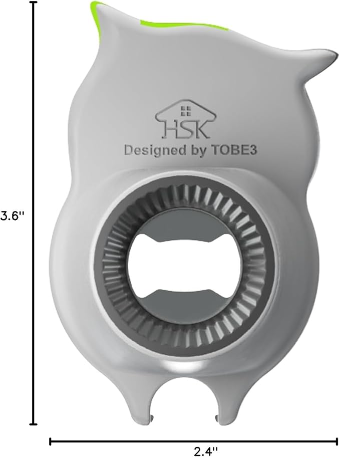 4-in-1 Manual Owl Bottle Opener - BPA-Free Multi-Function Opener for Bottle Caps, Jars, Pull Tabs & Twist Caps, Ergonomic Design for Kids, Seniors & Weak Hands (Green)
