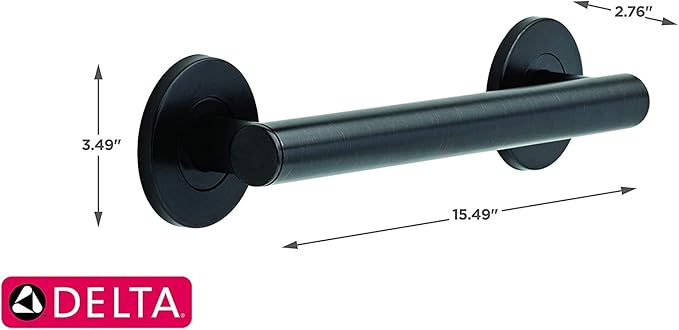 Delta Contemporary (1-Pack) 12" Shower Grab Bar Seniors ADA Compliant Venetian Bronze 450 lb Capacity Bathroom Safety Handle for Shower, Bathtub | Wall Mounted Balance Assist, Grip Bar 41812-RB
