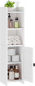 Lomojo Small Bathroom Storage Cabinet Corner, Floor Cabinet with Adjustable Shelves, Freestanding Narrow Bathroom Toilet Paper Organizers for Small Spaces, White