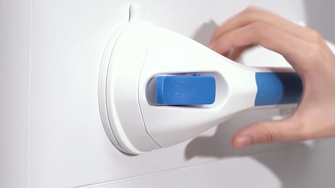 ANZZI Triple Suction Grab Bar for Bathtub and Shower with 180 Degree Swiveling Action, Shower Handle with Suction for Elderly and Kids, Portable Lifeline Grip Safegrip Bath Handle, AC-AZ061
