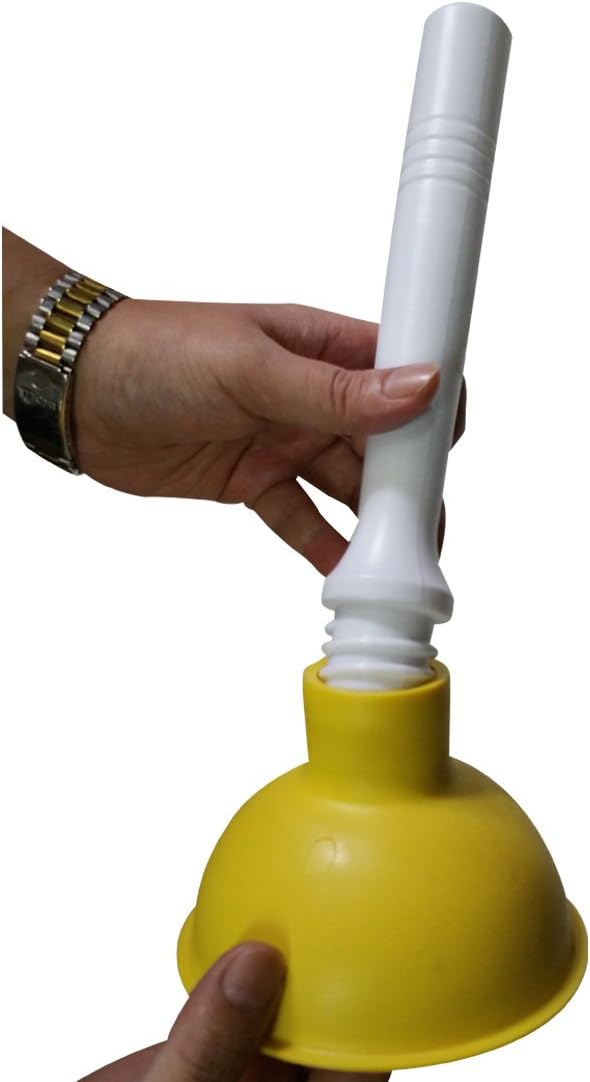NewFerU Drain Plunger, Small Hand Force Plumber Helper, Little 4 inch Cup Clog Remover, Tiny Rubber Unclogger in 9" Short Handle for Kitchen Sink, Bathroom Toilet, Shower Bath Tub (Yellow)