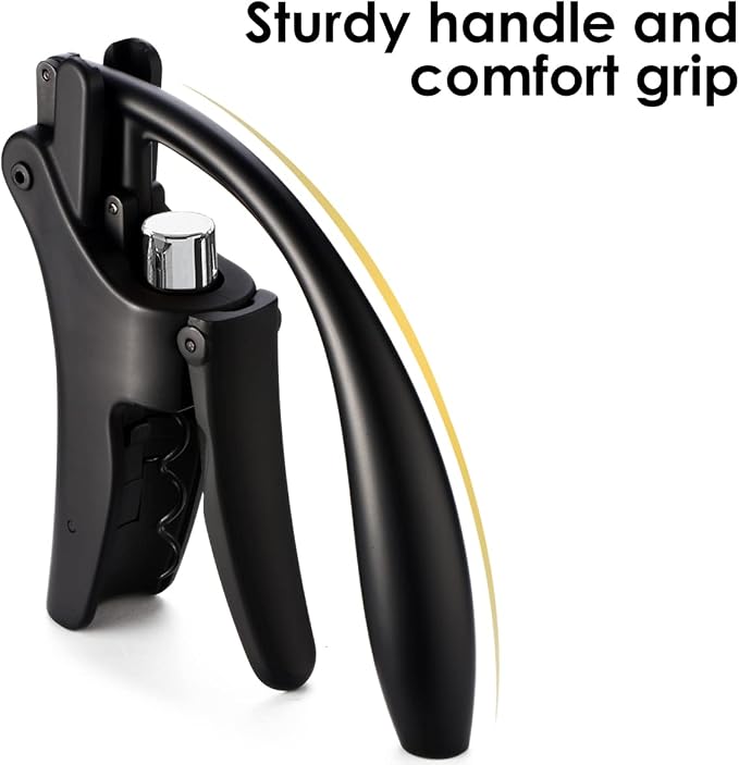 KEISSCO Compact Wine opener Vertical Lever Corkscrew Wine Bottle Opener with Foil Cutter & Extra Screw