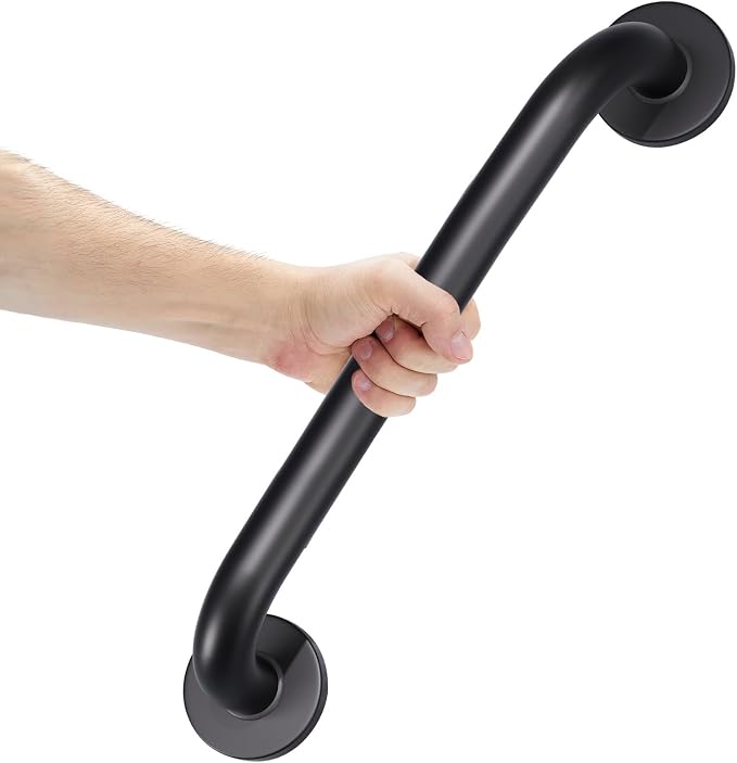 AmazerBath Grab Bars for Shower 18 Inches, Shower Grab Bars for Senior Anti Slip, Safety Grab Bars for Bathtubs and Showers Stainless Steel, Thickened Bar Holds 500LBS, 18" Lx1.25 D, Black