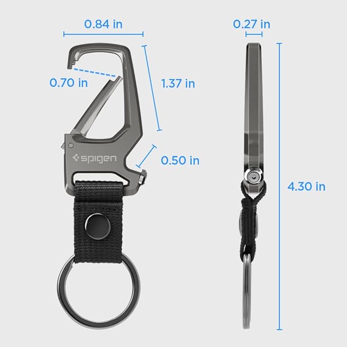 Spigen Life Carabiner Key Ring Clip, Car Keychain Clip, Bottle Opener Key Chain Ring for Men and Women