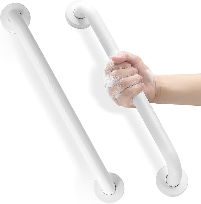 Grab Bars for Shower, Zynuhmo 2 Pack 16 Inch Anti Slip Stainless Steel Bathroom Safety Shower Grab Bar Handrails for Handicap Injury Pregnant Senior Assist Shower Handles(Matte White, 1" Diameter)