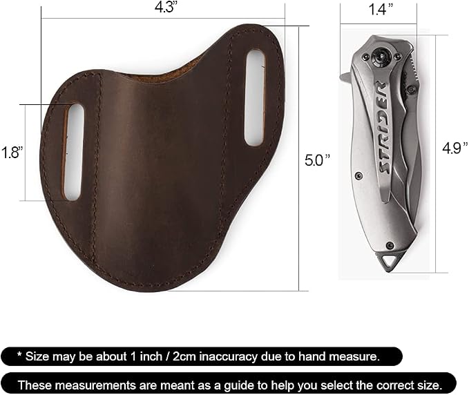Gentlestache Leather Knife Sheaths for Belt, Pocket Knife Holder, EDC Leather Sheath for Folding Knife, Compact Draw Knife Holster Dark Brown…