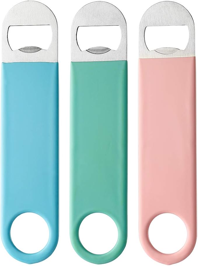 JXS 3 Pack 7" Heavy Duty Stainless Steel Flat Bottle Opener, Well-Made Long Neck Bottle Opener