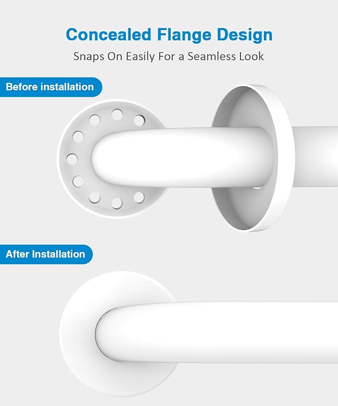 Grab Bar Bundle for ADA Compliance, White Stainless Steel 1.5" Diameter 3-Piece Set (18", 36", 42") for Commercial Restrooms & Shower Safety Bars for Seniors