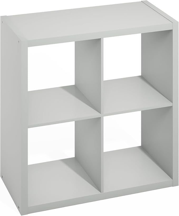 Furinno HERMITE Kitchen Island, 4-Cube Coffee Bar, Extra Thick Kitchen Storage, Bakers Rack, for Pantry Organizers and Storage, Kitchen Organization, Light Grey
