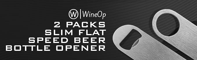 WineOp 2 Packs Slim Flat Speed Beer Bottle Opener for Bartenders, Kitchen, Bar, Restaurant, Home Party Use | 7 Inches Stainless Steel Heavy Duty and Pocket Size (Silver and Silver)