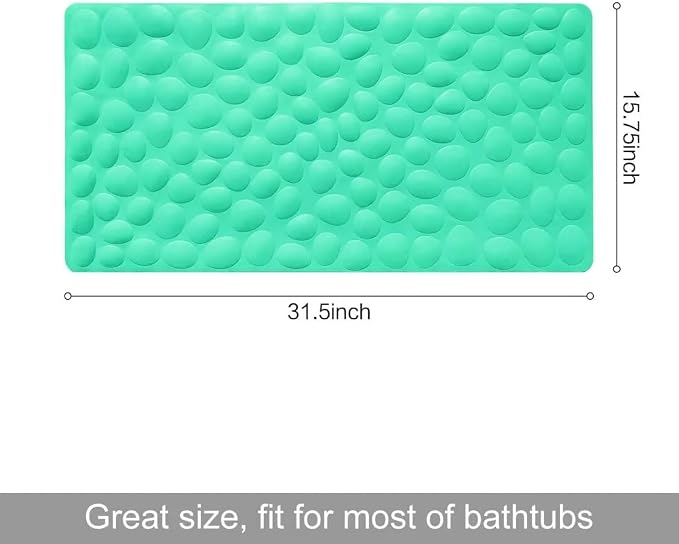 Non-Slip Bathtub Mat OTHWAY Soft Rubber Bathroom Bathmat with Strong Suction Cups (Fruit Green, 16x31.5 inch)