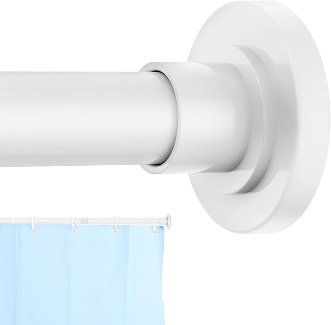 CorkLatta White Shower Curtain Rod 31 to 92 Inch,1 Inch Diameter Adjustable Spring Tension Stainless Steel Telescoping Rod,Easy Install,No Rust