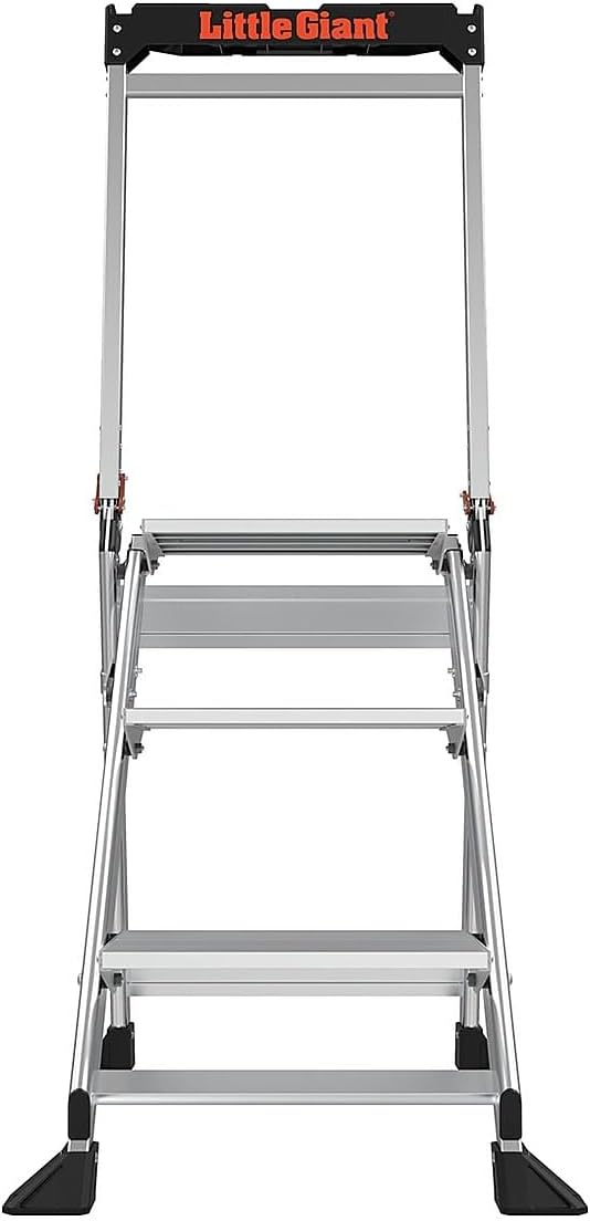 Little Giant Ladders Jumbo Step Stool with Handrail, 3-Step, Lightweight, Aluminum, 375 lb Load Capacity, Type 1AA, 8.7-Ft Reach Height, with Tool Tray, Platform Steps (11903)