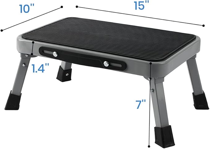 TreeLen 1-Step 330lbs Capacity Folding Metal Step Stool, Portable Step Ladder, Non-Slip, Sturdy