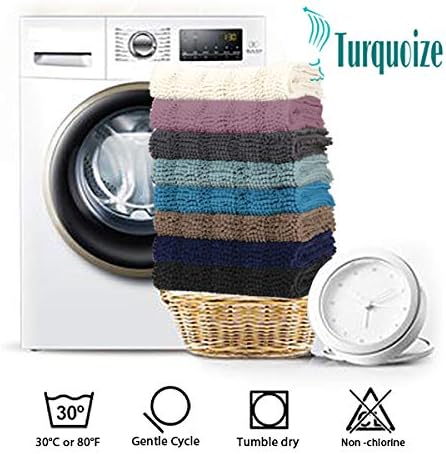 Turquoize Chenille Bath Rugs Shaggy Bathroom Rugs Non Slip Bath Rugs for Bathroom 20 x 32 Duckshell Blue Bath Rug Extra Soft and Absorbent Area Rug, 20"x 32", Duckshell Blue