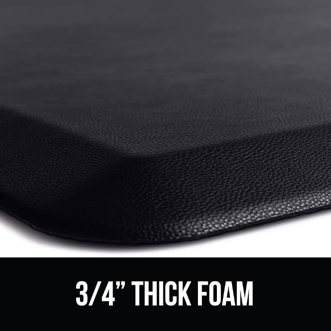 GORILLA GRIP Comfortable Cushioned Kitchen Mats for Floor, Waterproof Stain Resistant Top, 3/4 Inch Thick Ergonomic Standing Desk Anti Fatigue Mat, Supports Ankles and Feet, 17x24, Black (Pack of 2)