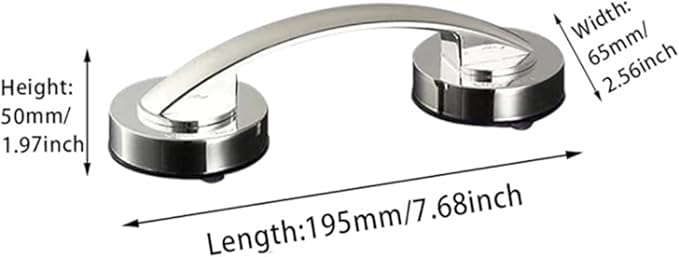 WANLIAN Powerful Suction Cup Glass Mirror Door Handle, Refrigerator Drawer Bathroom Suction Cup wall handrail, Bathtub Shower Handle Kitchen Drawer Cabinet Handle (Silver)