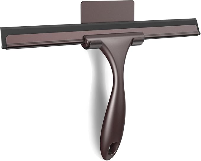 SetSail Shower Squeegee for Glass Doors All-Purpose Squeegee for Shower Glass Door Stainless Steel Window Squeegee with Hook for Car Windshield 12 Inches, Bronze