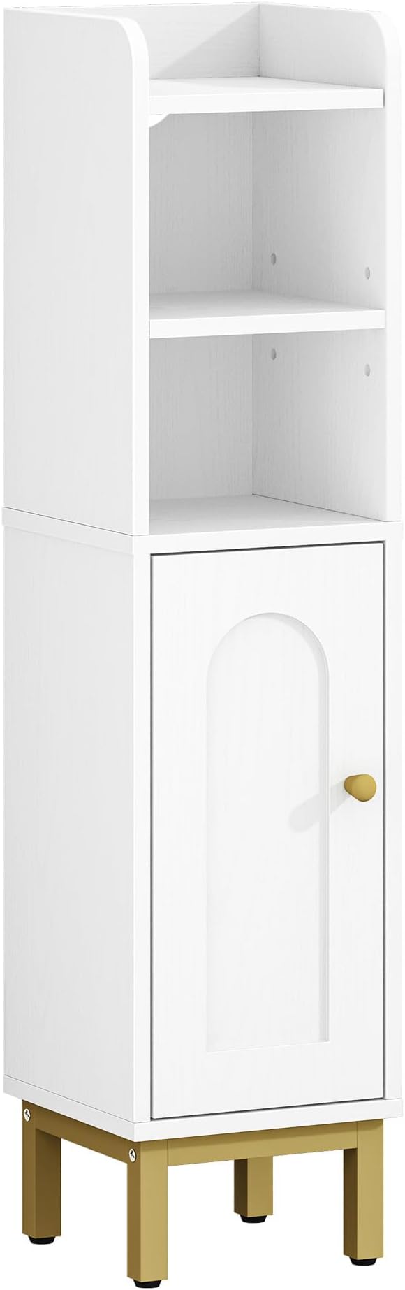 Hzuaneri Bathroom Storage Cabinet, Small Corner Floor Cabinet with Door and Shelves, Narrow Toilet Paper Holder, Bathroom Organizer with Adjustable Shelf, for Small Spaces, White BC08203X