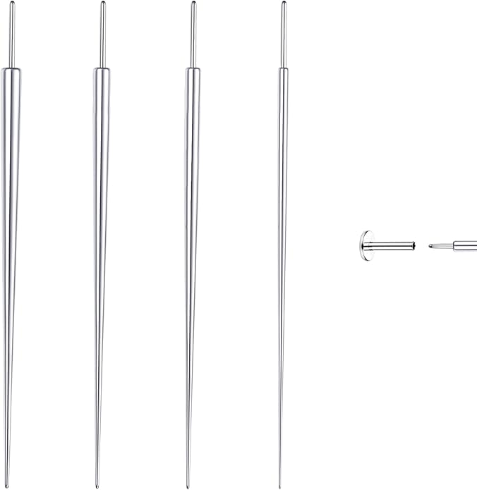 GEMQUEEN Piercing Taper Ball Grabber Tool for Changing Jewelry - 14G 16G 18G 20G Stainless Steel Flat Back Earrings Applicator Tool Threadless Insertion Pin Thread Body Piercing Kit for Ear Nose Lip