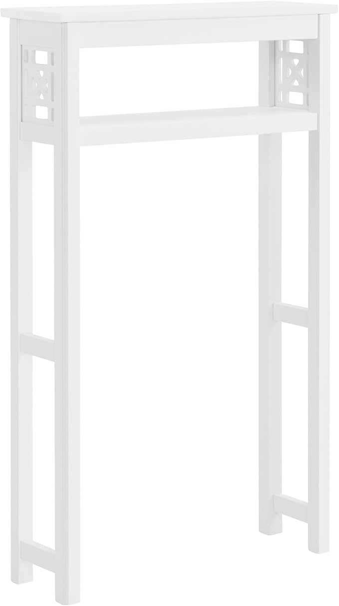 Derby Over-the-Toilet Storage Shelf – 44" Tall Modern Bathroom Space Saver with Open Shelves – Freestanding Organizer Rack for Toiletries & Towels by Alaterre Furniture (White)