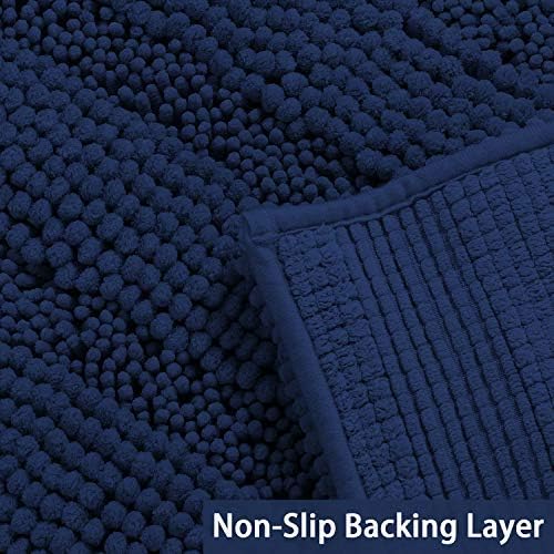 Turquoize Bath Rug Runner for Bathroom 59inx 20in Extra Large Navy Blue Striped Bath Mat Runner Slid Resistant Oversize Non-Slip Bathroom Rugs Shag Area Rug, Absorbent Shaggy Rug for Tub Shower Rug