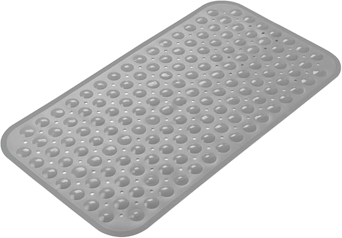 AmazerBath Bath Tub Mat, Medium Size 27.6 x 15 Inches Non-Slip Shower Mats with Suction Cups and Drain Holes, Bathtub Mats Bathroom Mats Machine Washable (Gray)