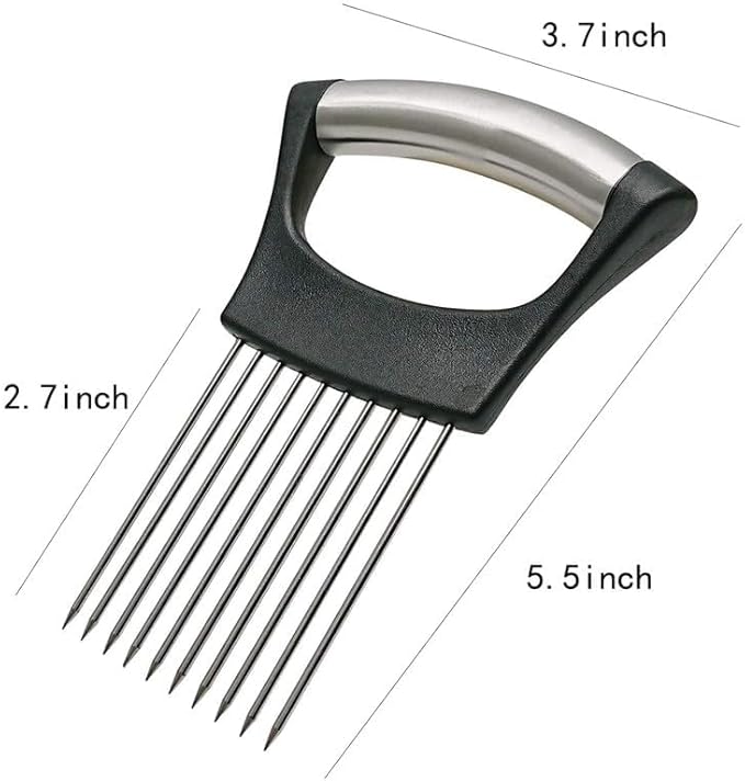 Stainless Steel Onion Slice Holder, Lemon Slicer Vegetable Cutter, Chopper Slicing Assistant Tool for Meat, Onion, Potato, Tomato Home Kitchen Tools (C-1 PCS)