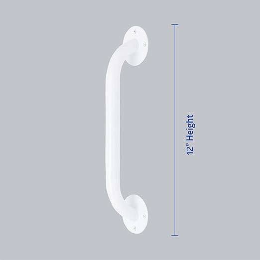Medline White 12” Grab Bar for Shower & Bathtub, Independence Aid & Ease of Movement — For Elderly, Handicapped or Seniors, 300 lb. Capacity, 1 Bar