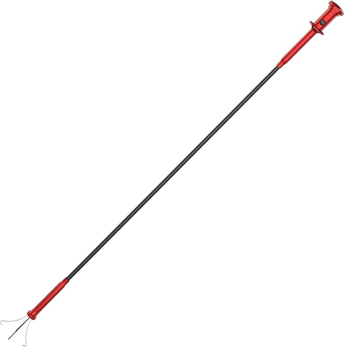 Housolution Grabber Tool Magnetic Four-claw Picker, Bendable Hose Reacher Pickup Sweeper with LED Lights, Flexible Long Handy Reaching Assist Tool for Litter Pick/Home Sink/Drain - Red