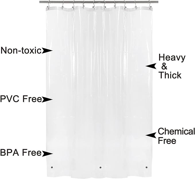 Barossa Design Small Shower Curtain for Shower Stall Size 36 x 72 inches,PEVA - Waterproof, Eco-Friendly, Non-Toxic, Odorless, PVC Free, Metal Grommets (Clear)