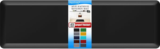 4/5 Inch Thick Kitchen Mat - Cushioned Anti Fatigue Mats for Kitchen Floor - Easy to Clean, Waterproof, Non-Slip Kitchen Rug for Sink, Office, Kitchen (22''x72'' Black)