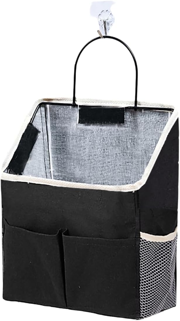 Wall Hanging Storage Bag,Wall Hanging Organizer Bags with Pockets, Wall Organizer Storage for Dormitory Bathroom Bedroom Kitchen(Black 1)