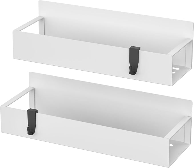 HuggieGems 2 Pack Magnetic Spice Storage Rack Organizer for Refrigerator and Oven, White Fridge Organizers and Storage