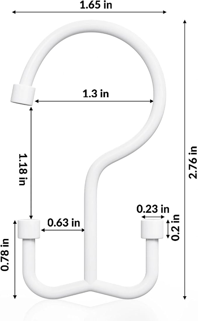 Goowin Shower Curtain Hooks, Shower Curtain Rings, Durable Shower Curtain Hangers Rust Proof, Double Glide Shower Rings for Curtain, Simple Shower Hooks for Shower Curtain, White, 12 Pack-Cylinders