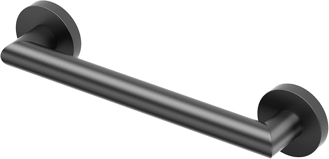 Gatco 960MX Glam 12" L Grab Bar, Matte Black/ADA Compliant Stainless Steel Safety Grab Bar for Bathroom