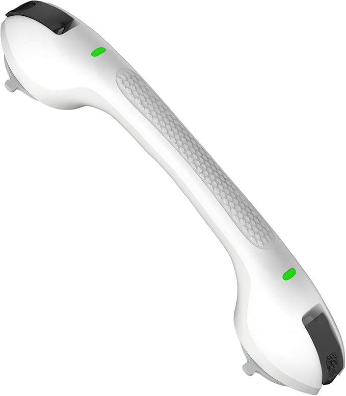 SPECILITE 17 Inch Shower Handle, Grab Bars for Bathtubs and Showers, Disabled and Elderly Strong Suction Cup, Seniors Handicap Safety Handrail for Bathroom Toilet Tiles Glass - White