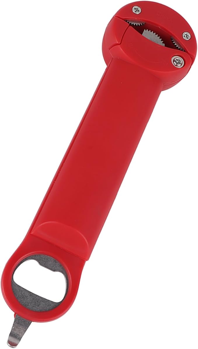 HURRISE Stainless Steel Screwer 3 in Multifunctional Retractable Jar Bottle Opener & Tab Opener - Essential Kitchen Tool (Red)