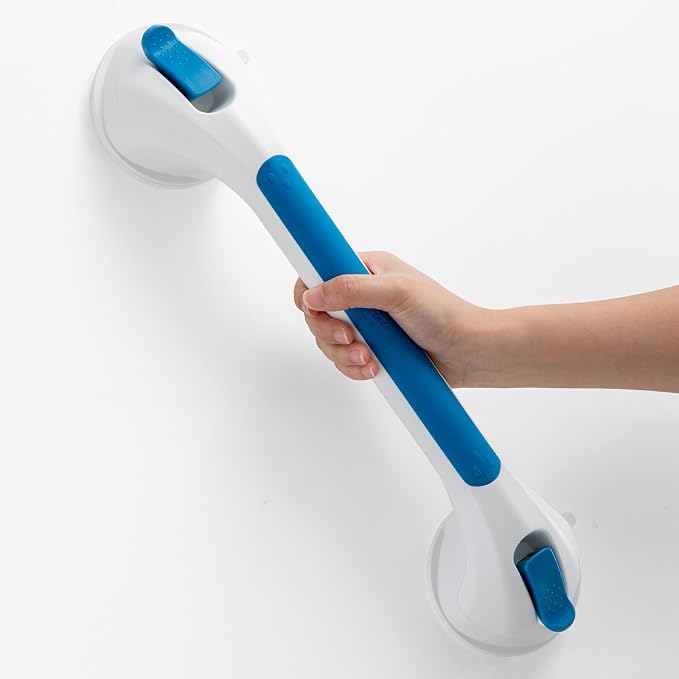 TAILI Shower Grab Bar Glow in The Dark, 16.8 in Grab Bars for Bathtubs, Shower Handles Bath Rails for Seniors and Elderly, Bathroom Safety Grip Removable No Drilling Waterproof Blue,G9