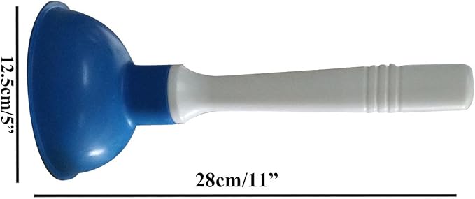 NewFerU Drain Plunger, Small Hand Force Plumber Helper, Little 4 inch Cup Clog Remover, Tiny Rubber Unclogger in 9" Short Handle for Kitchen Sink, Bathroom Toilet, Shower Bath Tub (Blue)