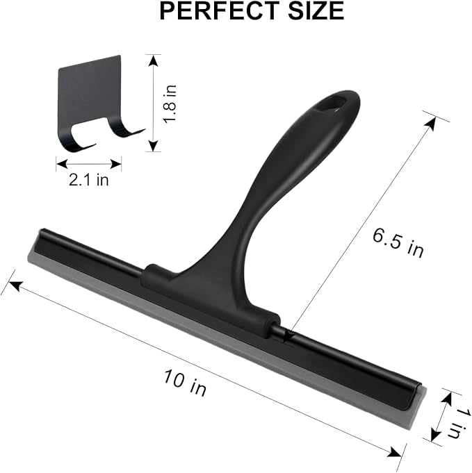 SetSail Squeegee for Shower Glass Door Stainless Steel Shower Squeegee for Glass Doors All-Purpose Window Squeegee for Tile Shower Walls, Sink, Mirror, Bathroom, Car Window Cleaning 10 Inches, Balck
