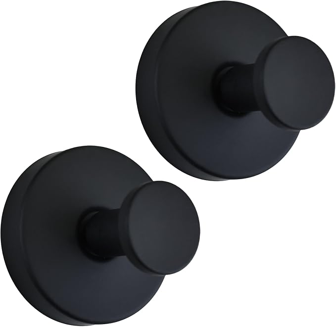 Suction Cup Shower Hooks for Inside Shower – 15 LB Heavy-Duty No-Drill Towel Hooks, Removable & Reusable for Towels, Robes & Loofah, Waterproof for Glass & Tile(2 Black)