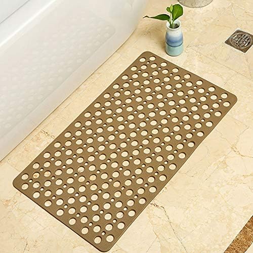 Casa and Beyond Shower Mat,Non Slip Bath Mat and Shower Mat with Suction Cups and Drain Holes,Bathroom Mat Easy to Clean Soft Machine Washable,Bathtub Mat Easy Dry&Cut (Coffee,35" x 24"(Rectangular))