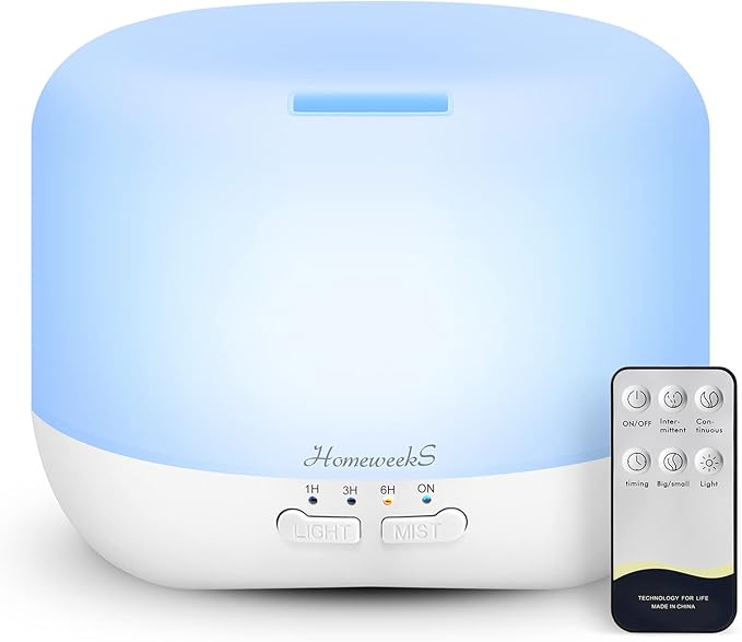 Aromatherapy Essential Oil Diffuser for Room: Air Humidifier Aroma Scent Cool Mist Colorful Lights Cute Small Large Auto Off Ultrasonic Diffusers for Home Bedroom White (300ml)