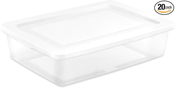 Sterilite Storage Box, Stackable Plastic Container Home Organizer, 28 Qt(20 Pack)