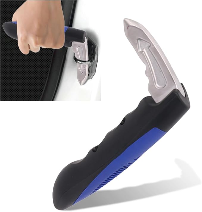 KITUREK Car Handle Assist, Multifunction Auto Door Assist, Elderly & Handicapped Support, Window Breaker Emergency Tool, Grab Bar (Blue 1 PC)