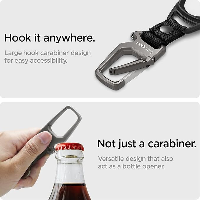 Spigen Life Carabiner Key Ring Clip, Car Keychain Clip, Bottle Opener Key Chain Ring for Men and Women