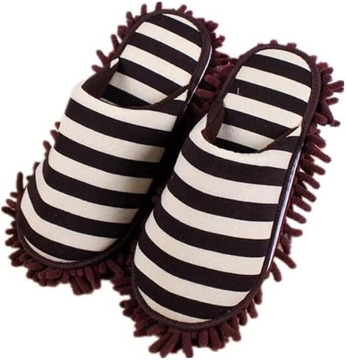 Cleaning Slippers Microfiber Slipper Detachable Mopping Shoes House Floor Cleaning Mop Chenille Sole, One Size (Brown)