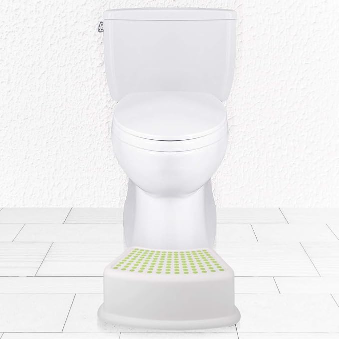 Step Stool for Kids (2 Pack), Toddlers Stool for Potty Training, Bathroom, Kitchen, Bedroom, Toy Room and Living Room. Toilet Stools with Soft Anti-Slip Grips for Safety, Stackable (Green)