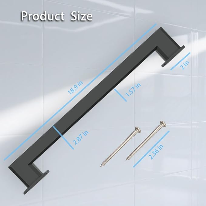 Handicap Grab Bars, Octagon 2 Pack 18 Inch Shower Grab Bar for Seniors, 304 Stainless Steel ADA Grab Bars for Bathtubs and Showers, Toilet, Safety Shower Handles for Elderly, Disabled (Matte Black)